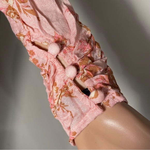 NWT FREE PEOPLE Hilary Printed Top / Blouse | Pink | Size L - Picture 4 of 11